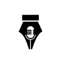Microphone stylo podcast écrivain art voix création logo vector icône illustration design