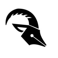 Stylo de chèvre à cornes logo noir icône vector illustration design