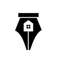 concept de stylo maison architecte créatif logo icône design vector illustration
