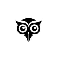 Hibou stylo stylo intelligent concept logo hibou geek oiseau avec plume stylo plume vecteur icône illustration design