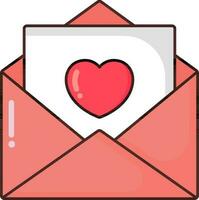 l'amour lettre ou salutation carte avec enveloppe plat icône. vecteur