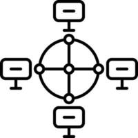 ordinateur la mise en réseau icône dans noir contour. vecteur