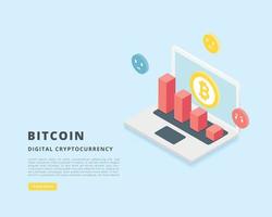 concept d'investissement bitcoin investissement bitcoin isométrique vecteur