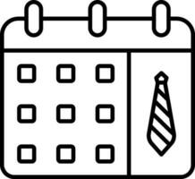 attacher symbole calendrier icône dans noir contour. vecteur