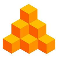 isométrique illustration de bloquer cube pyramide infographie graphique dans Orange couleur. vecteur