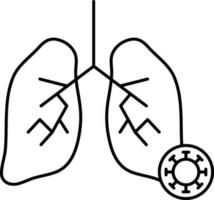 virus infection dans poumons noir contour icône. vecteur