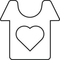 isolé cœur symbole T-shirt noir accident vasculaire cérébral icône. vecteur