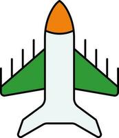 tricolore combattant avion icône dans plat style. vecteur