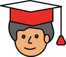 l'obtention du diplôme casquette portant Jeune garçon tête coloré icône. vecteur