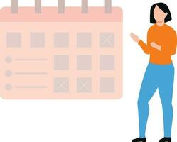 le fille est fabrication rendez-vous sur le calendrier. vecteur