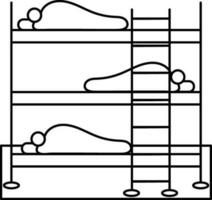 élèves ou Humain en train de dormir à couchette lit icône dans noir contour. vecteur