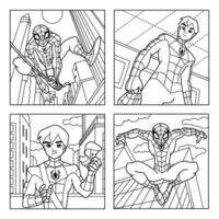 homme dans araignée super-héros costume coloration livre pages vecteur