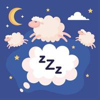 bulle d & # 39; insomnie avec conception de vecteur de moutons