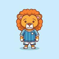 minimaliste mignonne Lion animal portant football chemise dessin animé plat icône vecteur illustration conception. Facile moderne mignonne Lion isolé plat dessin animé style