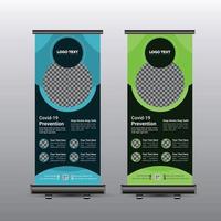 virus corona covid 19 roll up banner vecteur