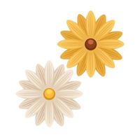 icône isolé de jardin de fleurs jaunes et blanches vecteur