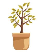 plante d & # 39; arbre en icône de pot en céramique vecteur