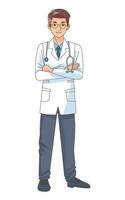 médecin professionnel avec personnage debout stéthoscope vecteur