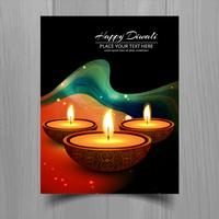 Belle joyeux diwali diya festival de lampe à huile modèle brochure vecteur