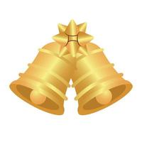 Joyeux joyeux noël cloches dorées avec icône isolé arc vecteur