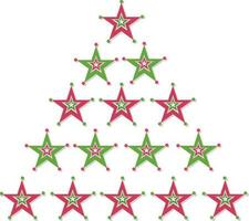 Noël arbre fabriqué par vert et rose étoiles. vecteur