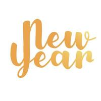 carte de lettrage de nouvel an doré sur fond blanc vecteur