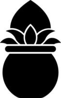 culte pot Kalash icône dans noir et blanc couleur. vecteur
