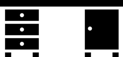 bureau tiroir glyphe icône ou symbole. vecteur