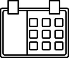 plat style calendrier dans noir ligne art. vecteur