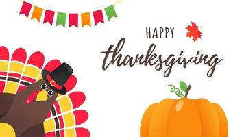 illustration vectorielle de joyeux thanksgiving day plat style design affiche vecteur