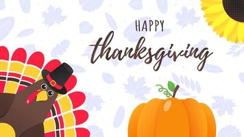 illustration vectorielle de joyeux thanksgiving day plat style design affiche vecteur