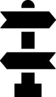poteau indicateur direction icône dans noir et blanc couleur. vecteur