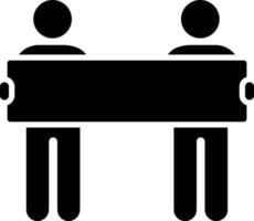 deux Hommes en portant bannière icône. vecteur
