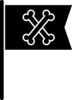 noir et blanc drapeau avec os croisés ou pirate drapeau icône. vecteur