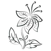 fleurs et feuilles contour pour imprimer. bouquet de dessiné à la main printemps fleurs et les plantes vecteur