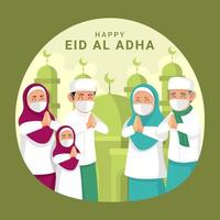 la famille célèbre eid al adha avec protocole vecteur