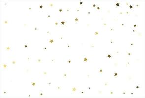 étoiles d'or tombant au hasard sur fond blanc. motif de paillettes pour bannière, carte de voeux, carte de noël et du nouvel an, invitation, carte postale, emballage en papier vecteur