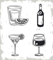 quatre icônes de boissons vecteur