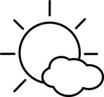 illustration de Soleil avec nuage icône dans noir ligne art. vecteur