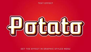 Patate modifiable texte effet dans 3d style. texte emblème pour publicité, l'image de marque, affaires logo vecteur