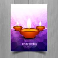 Belle joyeux diwali diya festival de lampe à huile modèle brochure vecteur