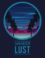 affiche wanderlust avec scène de paysage forestier vecteur