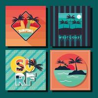 surf phases tropicales vecteur