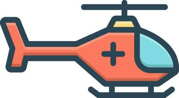 Couleur icône pour urgence hélicoptère vecteur