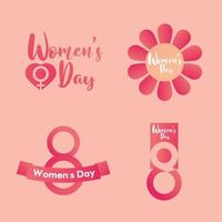 icônes de la journée des femmes lettrage message 8 mars fleurs vecteur