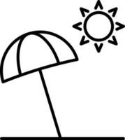 parapluie avec Soleil icône dans noir ligne art. vecteur