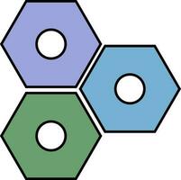 plat style illustration de coloré molécule icône. vecteur
