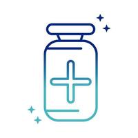 Santé en ligne bouteille médecine pharmacie prescription covid 19 icône de la ligne de gradient pandémique vecteur