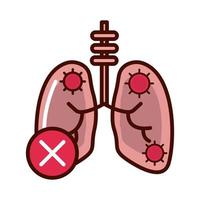 Les poumons de pneumonie de maladie empêchent la propagation de l'icône de ligne et de fichier de covid19 vecteur