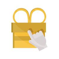 Paiements en ligne en cliquant sur la boîte cadeau surprise icône plate vecteur